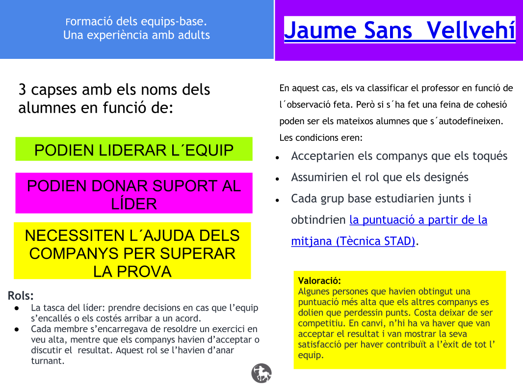 Experiència de Jaume Sans Vellvehí. Resum del seu post. Cliqueu a la imatge per llegir-lo sencer. 
